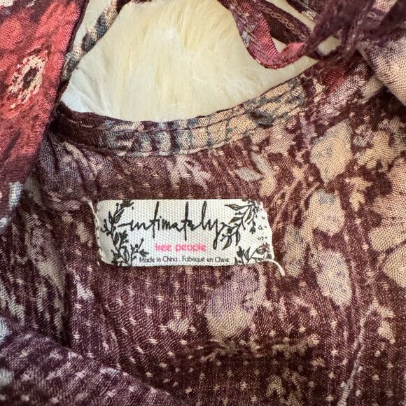 Free People Maroon Paisley Floral Print Dobby Dot Slip Dress Small - Picture 6 of 12